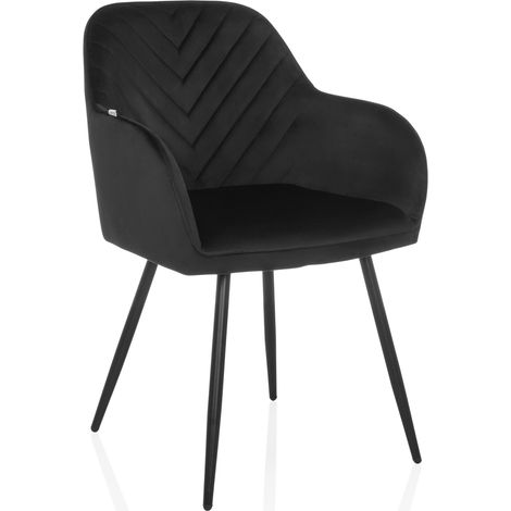 Chaise de salle à manger / chaise coque CHARVELLE tissu noir hjh LIVING