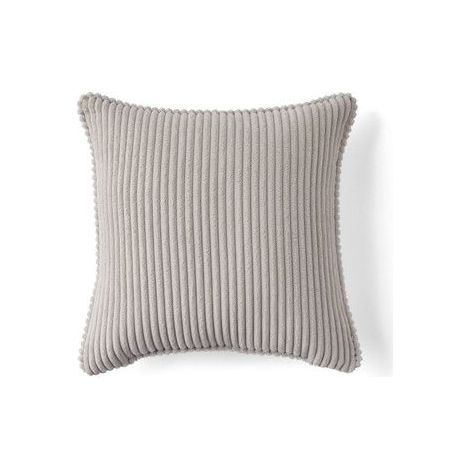 1 coussin velours côtelé, 40x40 cm, beige, passepoil contrasté, décoration intérieure salon canapé