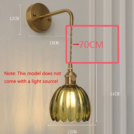Lampadario a forma di fiore trasparente, lunghezza della catena regolabile, lampada da parete E27, lampada decorativa da comodino per camera da letto - senza sorgente luminosa (1/4)
