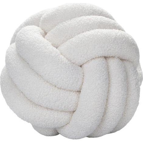 Coussin décoratif boule nouée – Beige clair – Diamètre 22 cm (1/4)