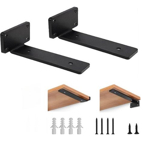 Set di 2 staffe per mensole, staffa a L, staffa per mensola a muro, staffa per mensola a scomparsa, staffa di supporto, viti incluse, 25 cm, per uso interno, pareti. (1/5)