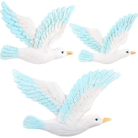 Goéland méditerranéen en vol, oiseau marin, colombe de la paix en résine, décoration murale marine (3 pièces)
