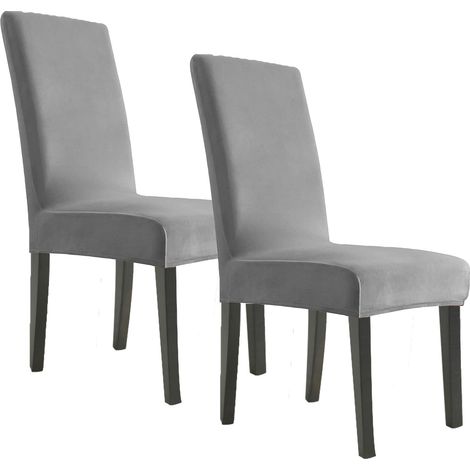 Lot de 2 housses de chaise en velours extensible – Protection contre déchirures et taches – Lavables en machine – Pour dossiers 45-60 cm (1/5)