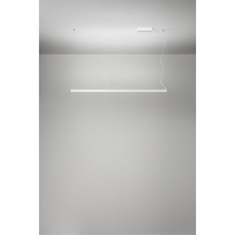 Suspension LED 45W Série 8460 en Métal Blanc Mat, Dimmable CCT 2700K-3000K-4000K, Hauteur Réglable avec Rosace Décentrée - Perenz Luminaire