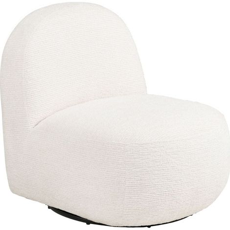 Fauteuil tissu velours texturé blanc pivotant - JOANY