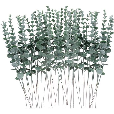 Eucalyptus artificiel avec tiges en vase, fausses plantes, verdure artificielle (1/5)