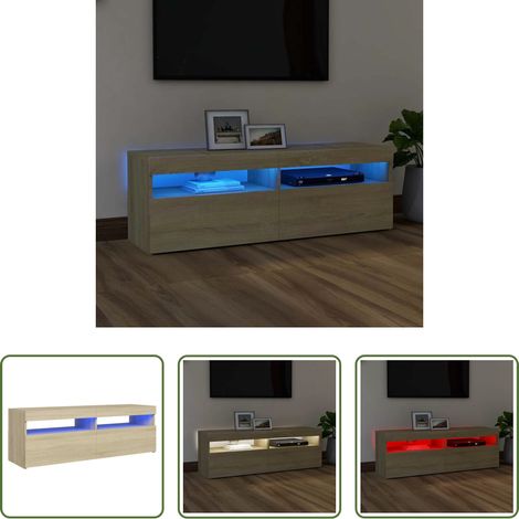 LED-Leuchten - TV-Schrank mit LED-Leuchten Sonoma-Eiche 120x35x40 cm (1/5)