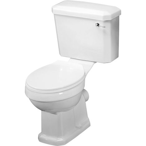 Traditional Close Coupled Toilet Pan, Cistern & Soft Close Seat - 820mm x 470mm (1/5)
