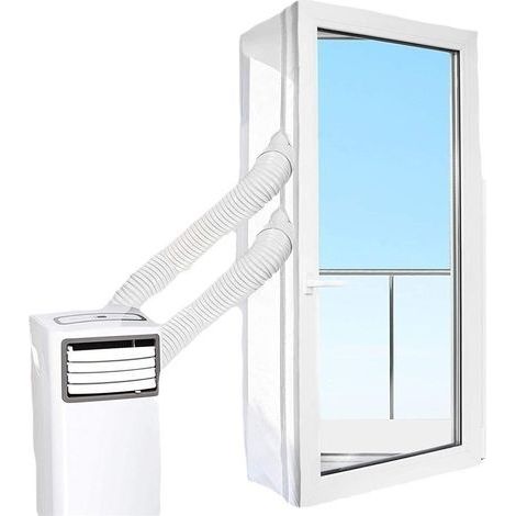 Deux fenêtres à double vitrage avec tissu d'étanchéité, déflecteur d'air conditionné, déflecteur d'air conditionné mobile, tissu d'étanchéité pour climatiseur, 5 mètres de double tube. (1/4)