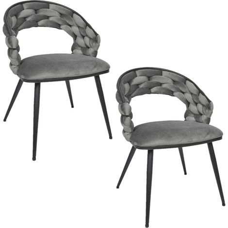 Lot de 2 chaises design avec assise tressée LUND (1/5)