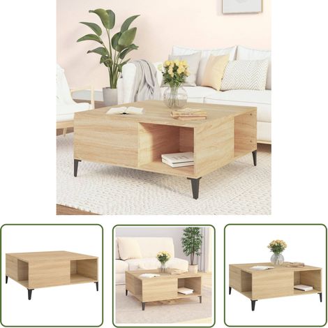 The Living Store Couchtisch Sonoma-Eiche 80x80x36,5 cm Holzwerkstoff - Couchtisch - Wohnzimmerschrank - Esszimmertisch - Holztisch - Tisch Mit Schubladen (1/5)