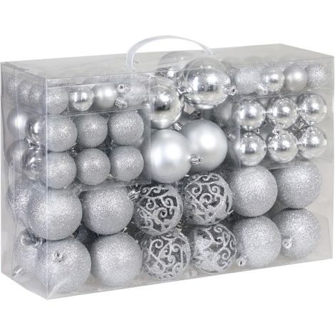 100 Boules de Noël Argentées pour décorer votre sapin (1/5)