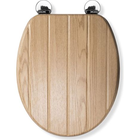 Croydex Round Wood Light Oak Effect Toilet Seat, Flexi-Fix Anti Slip - Geneva