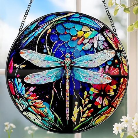 Suspension décorative vitrail 9 cm – Attrape-soleil pour intérieur et fenêtre, idée cadeau Noël, anniversaire (1/4)