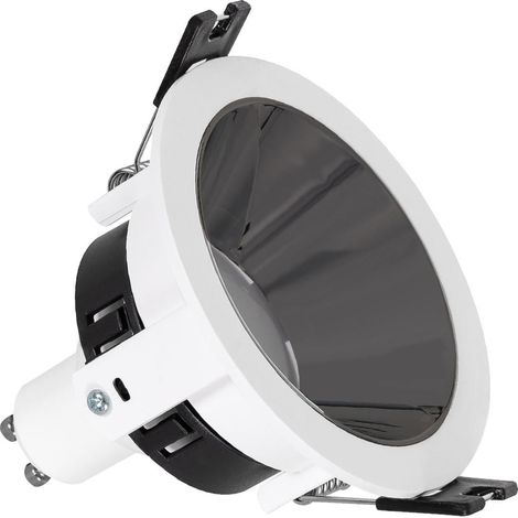 Downlight Conico GU10 6W PC Galvanizzato Foro Ø 75mm No Flicker 3000K Nero Bianco Caldo