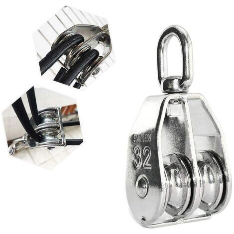 SABIR Coinceur, poulie, descendeur,Poulie en acier inoxydable, double poulie m32, poulie pivotante 304 (1/5)