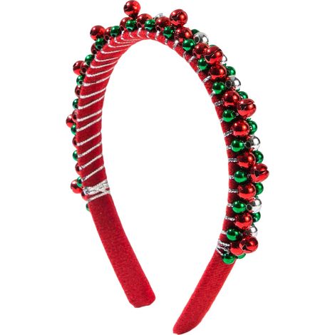serre-tête de Noël rouge et vert avec perles en forme de cloche, idéal pour les tenues de fête et les accessoires pour cheveux (1/5)
