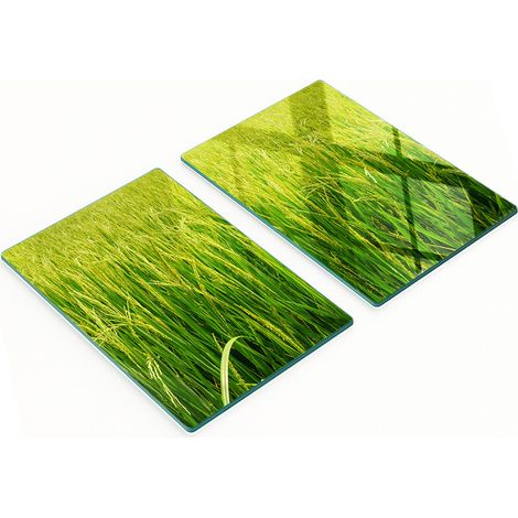 Tablas de cocina de vidrio templado con gr谩ficos, 2 piezas, Campo de arroz, 2x40x52 cm (1/5)