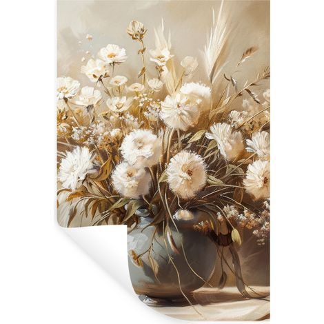 Wall Sticker Flowers - Vase - Still Life - Beige 80x120 cm