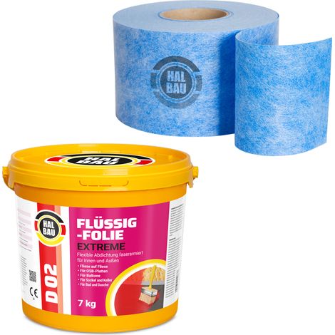 HALBAU Dichtset für Duschabdichtung Bad Abdichtung Dichtband Flüssigfolie 7kg H306 (1/5)