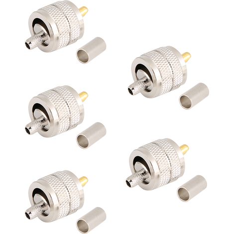 Packung mit 5 UHF PL259 Steckern (Crimp-Koaxialstecker), HF-Adapter (1/5)