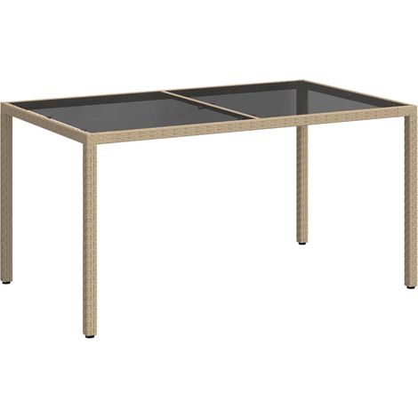 Maison Exclusive - Tavolo Giardino 150x90x75cm Vetro Temperato Polyrattan Beige (1/5)