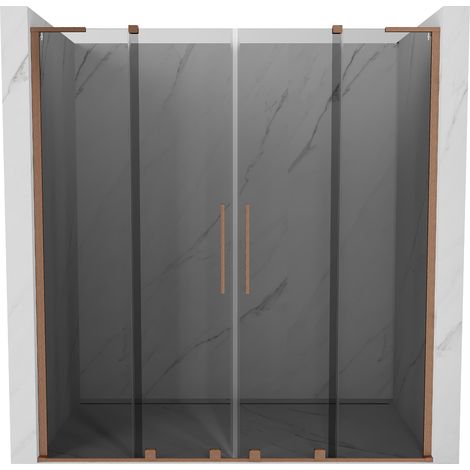 Mexen Velar L Duo porte doccia scorrevoli 170 cm, grafite, rame spazzolato - 871-170-003-42-65 (1/5)