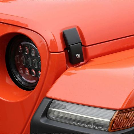 Capot verrouillable avec loquet et support en acier inoxydable pour Jeep Wrangler 07- (1/4)