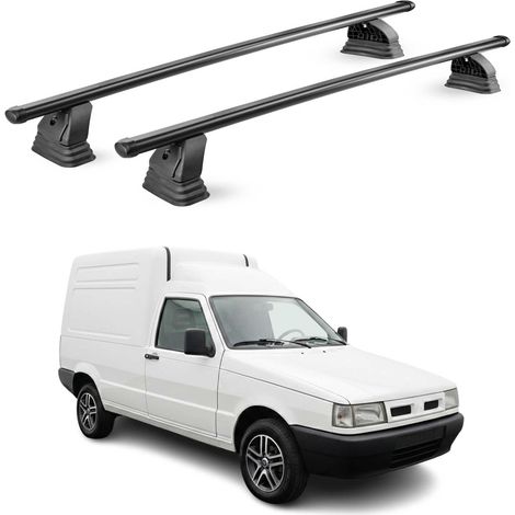 OMAC Barres de toit transversales en acier pour Fiat Fiorino 1988-2000 – TÜV / DIN 75302:2019 – Antivol inclus – Rainure en T (accessoires) – Charge max 75 kg – 2 barres – Noir (1/5)