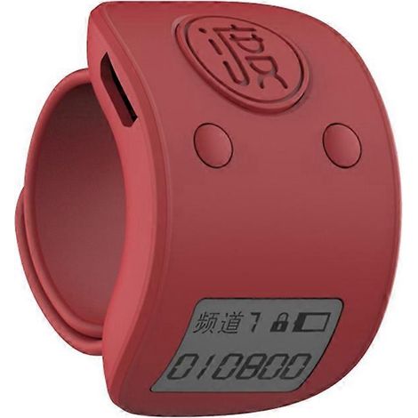 Mini compteur électronique numérique LCD à anneau pour doigt, 6 chiffres, rechargeable, avec fonction clic, rouge. (1/5)
