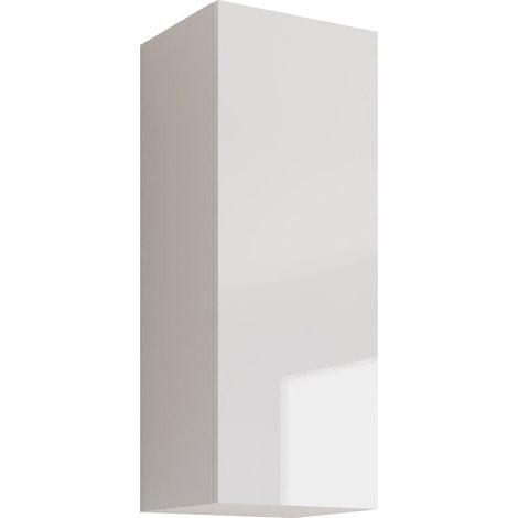 Armario de pared Vilrin VI, Blanco + Blanco brillante, 90x35cm, Número de puertas: 132cm, Aglomerado laminado, MDF