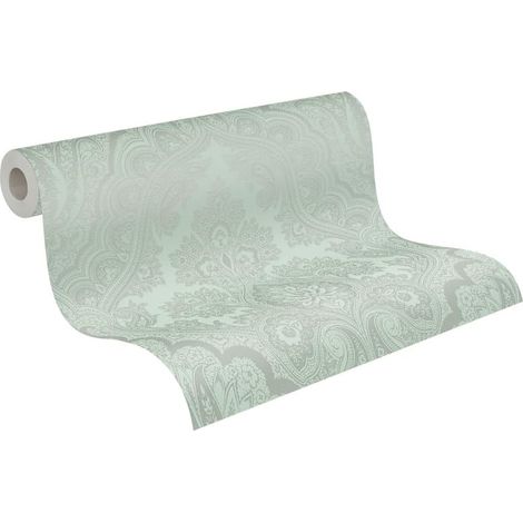 Livingwalls My Home My Spa 387081 Papier peint en non-tissé style baroque Vert eucalyptus 10,05 x 0,53 m (1/5)