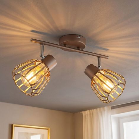Deckenleuchte Deckenlampe Wohnzimmerlampe Braun Metall Beweglicher Spot 30cm