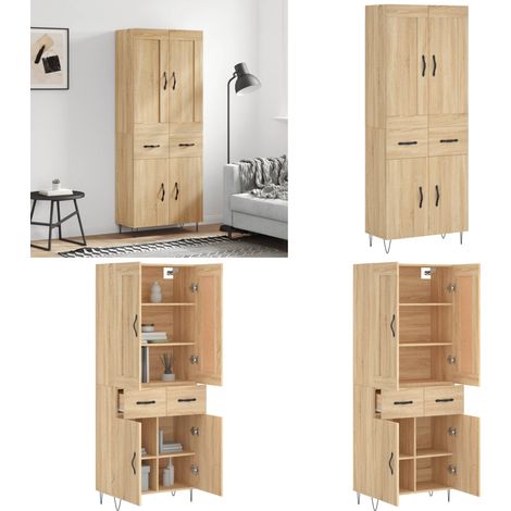 Highboard Sonoma-Eiche 69,5x34x180 cm Holzwerkstoff - Holzwerkstoff Schrank - Stauraum Schrank (1/5)