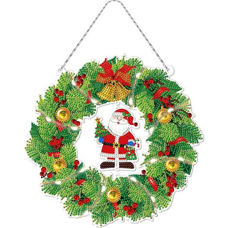 Kit de broderie diamant 5D avec guirlande lumineuse LED, décoration de Noël à suspendre faite à la main (1/5)