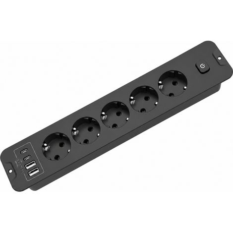 Multiprise encastrable de bureau 6 prises EU 5V 3,4A câble 1,5 mm² 2 m noir noir 1.5 580 g – Livraison gratuite (1/2)