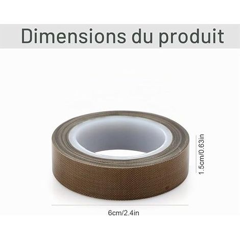 rubans adhésifs PTFE pour machine à emballer sous vide ou sceller à impulsion (15 mm x 10 m) (1/4)
