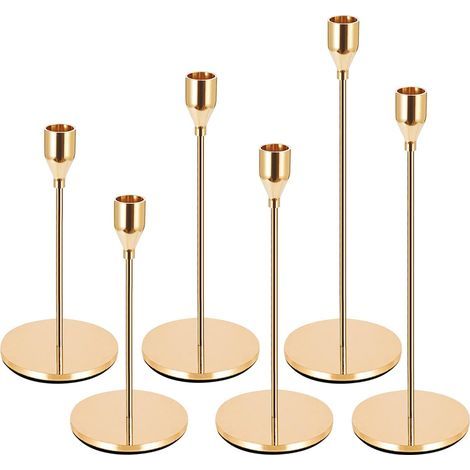 Bougeoir Chandelier,Lot de 6 Bougeoirs Détenteurs,33/28/22 cm Candélabre,pour Bougies Coniques Rétro Métal PorteBougie Conique (1/5)