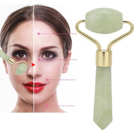 Rouleau de Jade Massage Visage Anti-Âge Lissant et Raffermissant Peau (1/5)