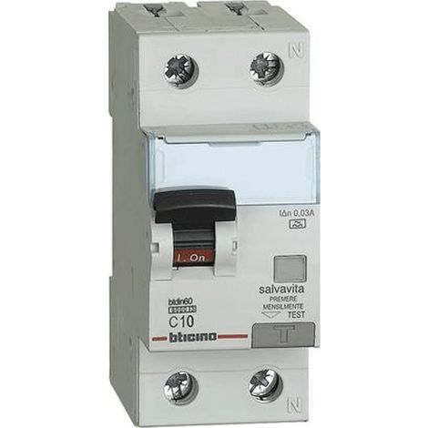 BTicino GN8813A10 Differentialschutzschalter BTDIN60 1P+N Typ A 10A (1/2)