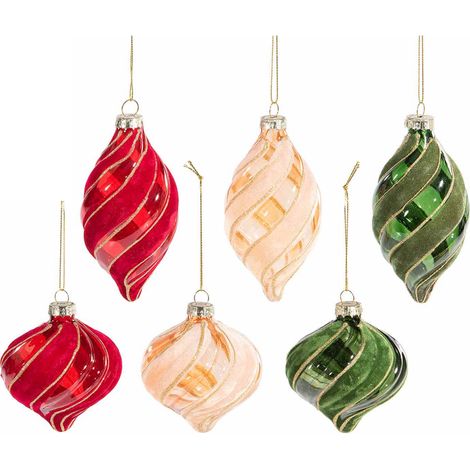 Palline per albero di Natale in vetro e velluto - 12 pezzi, diametro 6,5 cm (1/2)
