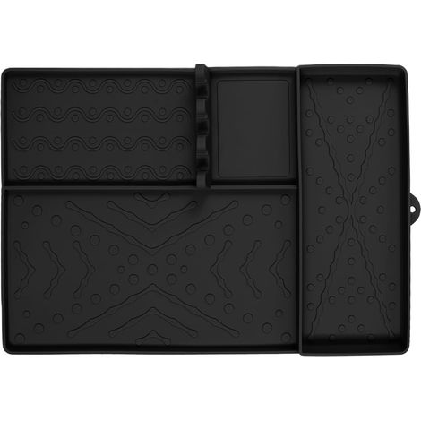 Tapis de barbecue, tapis pour spatules, 41 × 29,5 cm, protège-ustensiles en silicone, support antidérapant avec tapis anti-gouttes, idéal pour barbecue, plan de travail, cuisine, orange/noir (1/5)