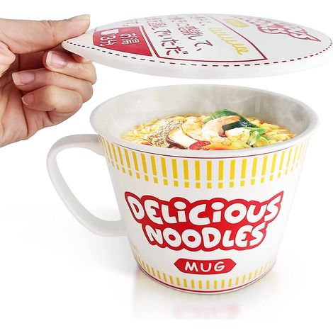 Bol à nouilles instantanées en porcelaine avec anse, 1 litre (34 oz) - Un accessoire indispensable pour tous les amateurs de nouilles asiatiques (1/5)