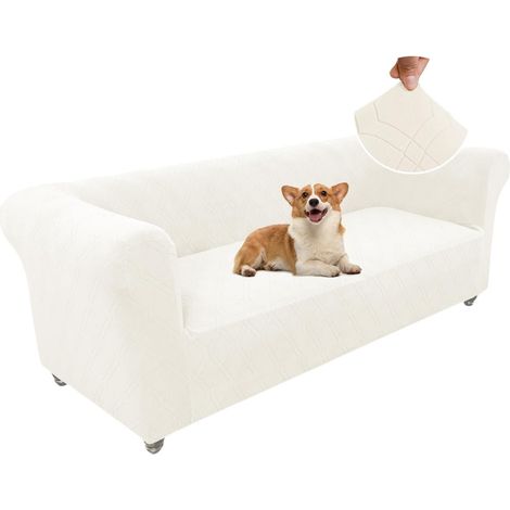 Chesterfield Stretch Sofa Cover 1 2 3 Seater Sofa Cover with Armrests Spandex Jacquard Elastic Washable Sofa Slipcover (Beige, 3 Seater) (1/5)