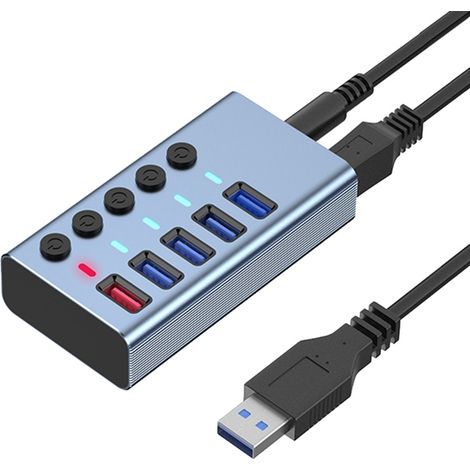 Hub USB 3.0 4 ports + 1 port de charge, répartiteur multiport en aluminium 5 ports (1/4)
