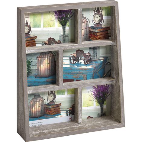 cadre photo gris 3X 10x15 et 3X 10x10 cm cadre galerie Rustic SM666D (1/4)