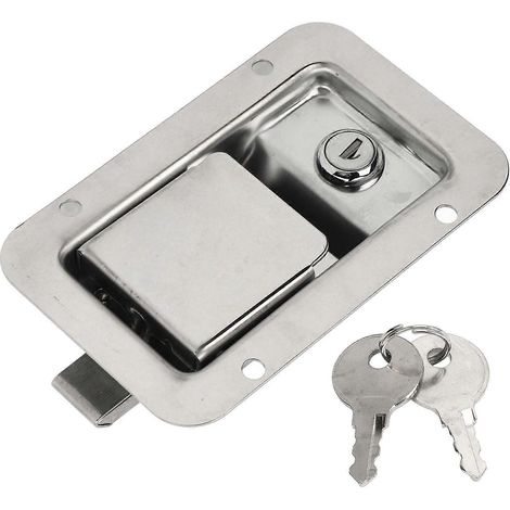 Poignée de porte avec serrure, 140 x 90 mm, en acier inoxydable, pour installation domestique et usage quotidien.-AquaForge (1/2)
