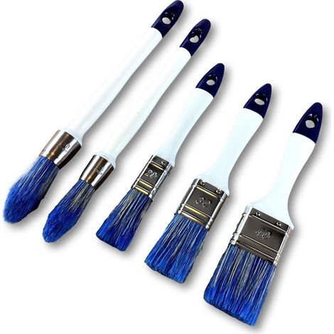 5 pinceaux spécial acrylique bicolores  Set de 3 plats et 2 à rechampir - A l'unité - Pack de 5 pinceaux (1/5)