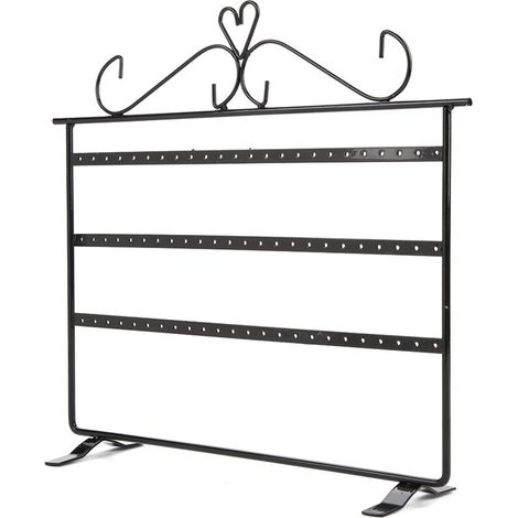 Porte-bijoux Noir avec 72 Supports pour Boucles d'Oreilles, Colliers, Bracelets et Bagues (1/5)