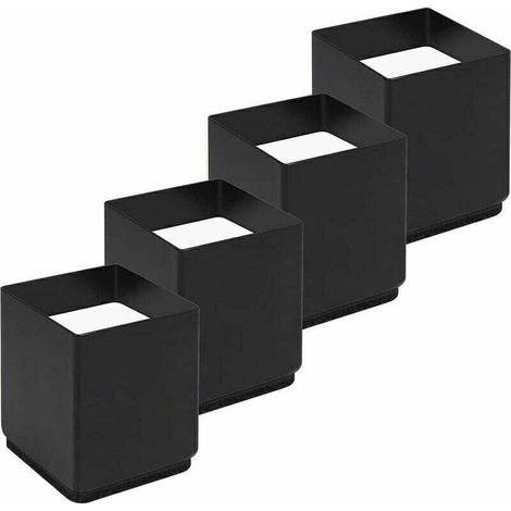 Lot de 4 Rehausseurs de Pieds de Lit - Acier Carbone - Ajoutent Hauteur de 5CM - Rehausseurs de Table, Chaise ou Canapé - Gain d’Espace pour Bureau et Bedding - Noir (1/4)
